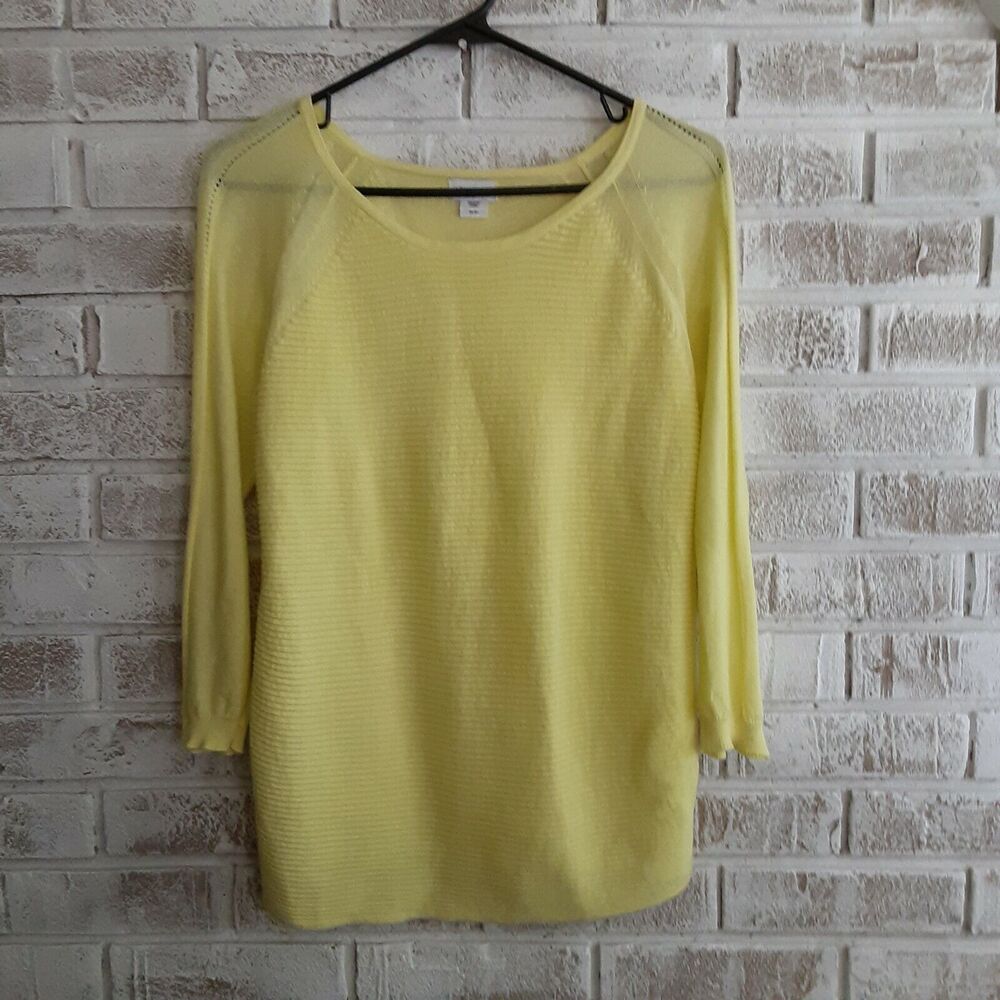 Jaclyn Smith Vintage Lemon Sweater, sz M Detailed, Cutout, Classic